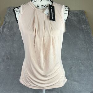 Karl Lagerfeld‎ Foldover Top Womens XS Crew Neck Sleeveless Peach Stretch Tank